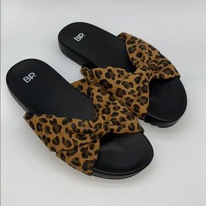 BP Leopard Bow Slip Sandals sz 7 NWT